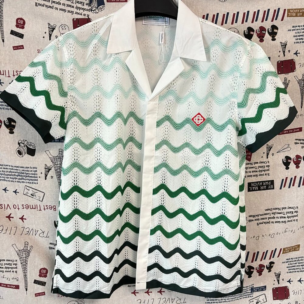 Casablanca Gradient wave crochet shirt